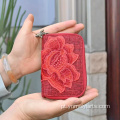 Carteira longa com zíper bordado artesanal floral étnico